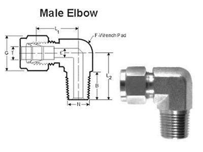 Male Elbow Compression Tube Fittings